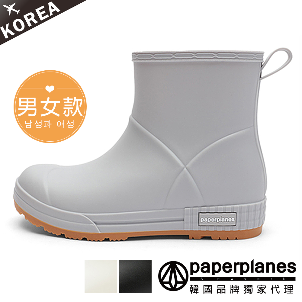 【Paperplanes】韓國空運 短筒素色美型雨鞋男雨鞋女雨鞋情侶鞋(01529/米/黑/灰/現貨+預購)