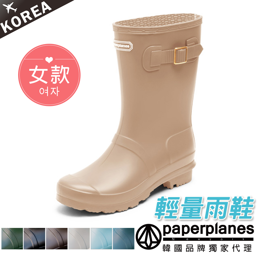 【Paperplanes】韓國空運/版型正常。韓系優雅淺色氣質風格中筒時尚雨靴(共7色/7-1492)米色賣場