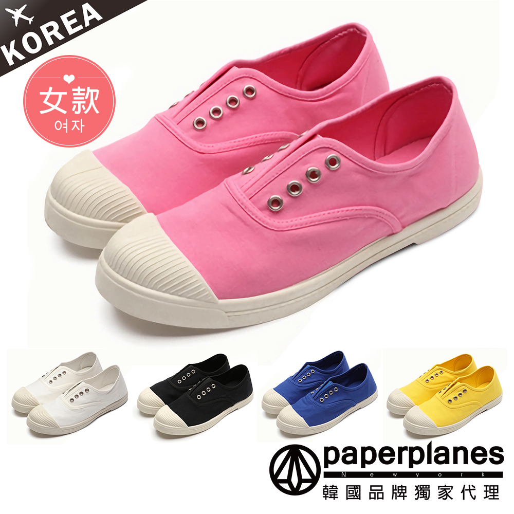 【Paperplanes】韓國空運/紙飛機。奶油頭免綁帶帆布鞋懶人鞋休閒鞋(7-619/共5色/現貨+預購)粉色賣場