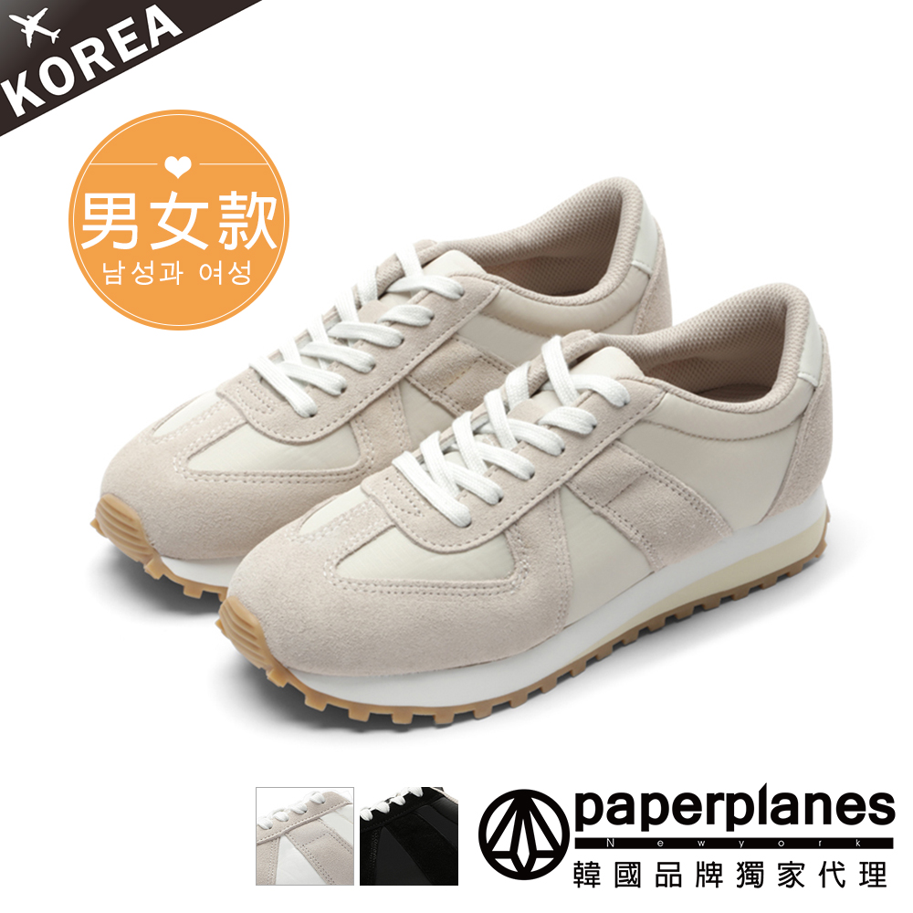 【Paperplanes】韓國空運/正韓製。復古慢跑鞋運動鞋情侶鞋男女鞋牛皮休閒鞋(7-1516共3色/現貨+預購)