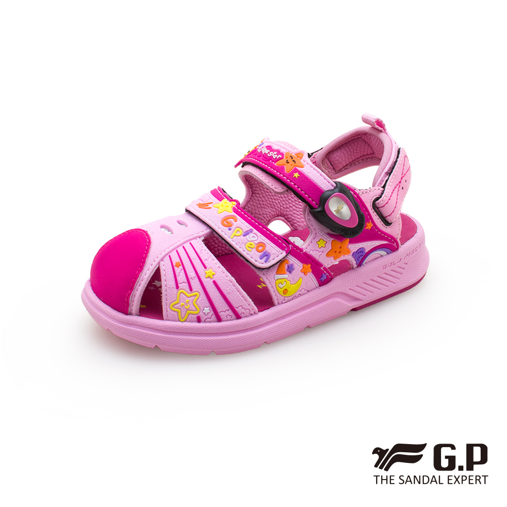 【G.P 漫步星空兒童輕量磁扣護趾鞋】G1625B-44 粉色 (SIZE:24-28 共二色)