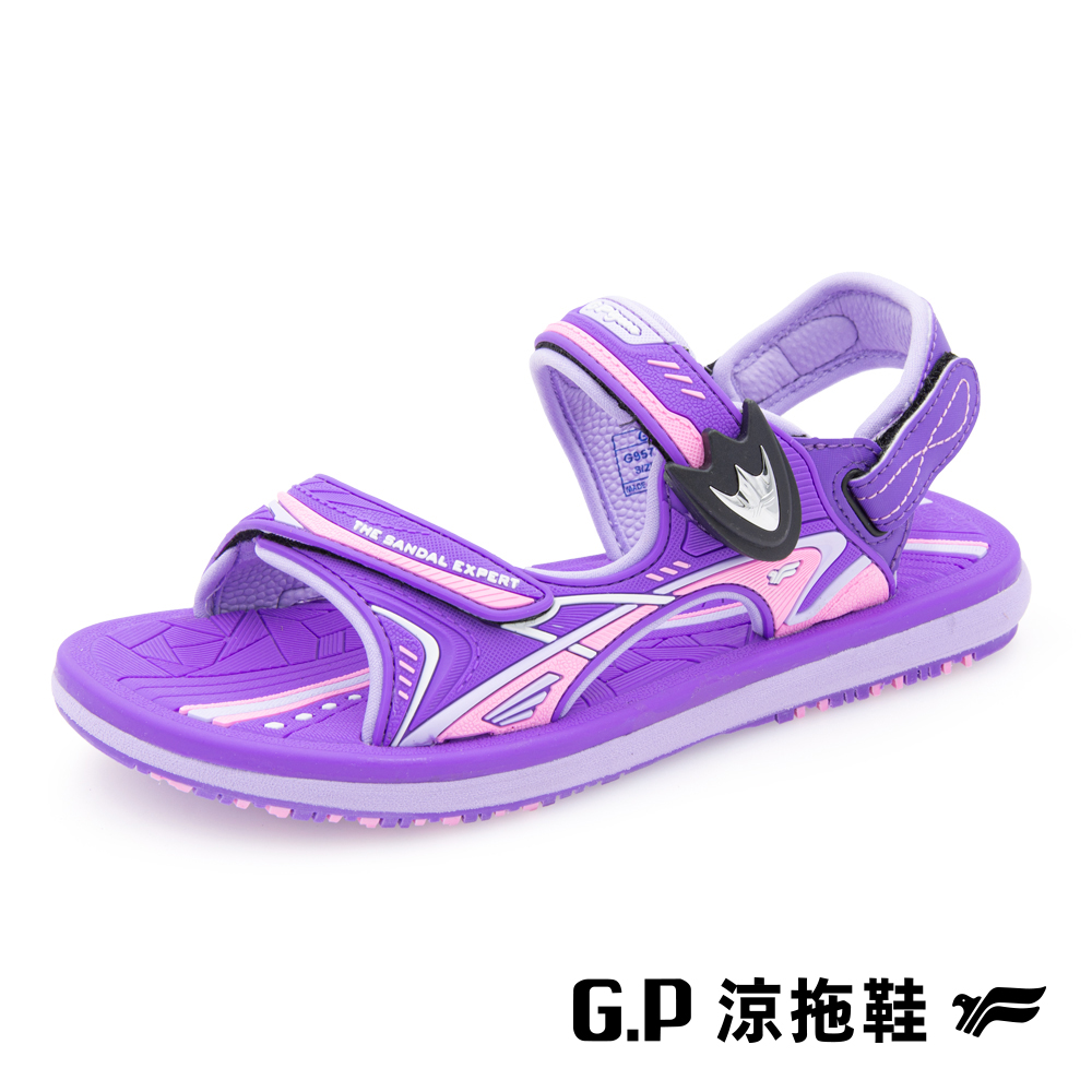 【G.P 兒童休閒磁扣兩用涼拖鞋】G9571B-41 紫色 (SIZE:28-34 共二色)