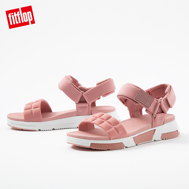 【FitFlop】HAYLIE QUILTED CUBE BACK-STRAP SANDALS 運動風後帶涼鞋-女(玫瑰褐)