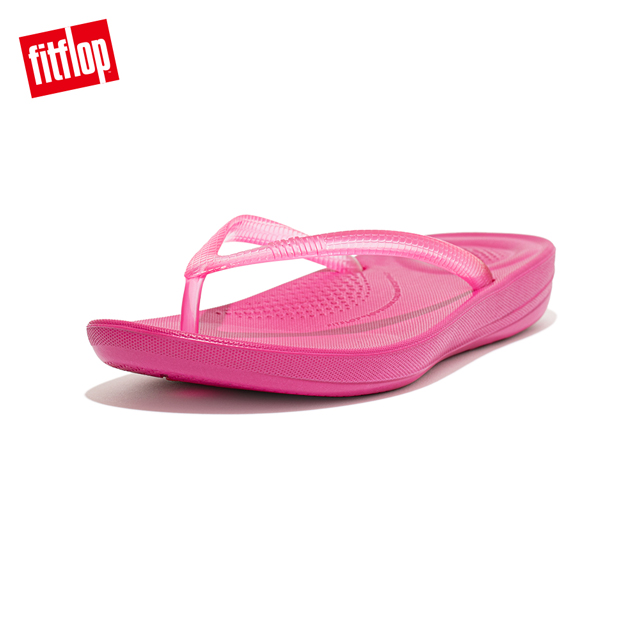 【FitFlop】iQUSHION TRANSPARENT FLIP-FLOPS輕量人體工學夾腳涼鞋-女(紫紅色)