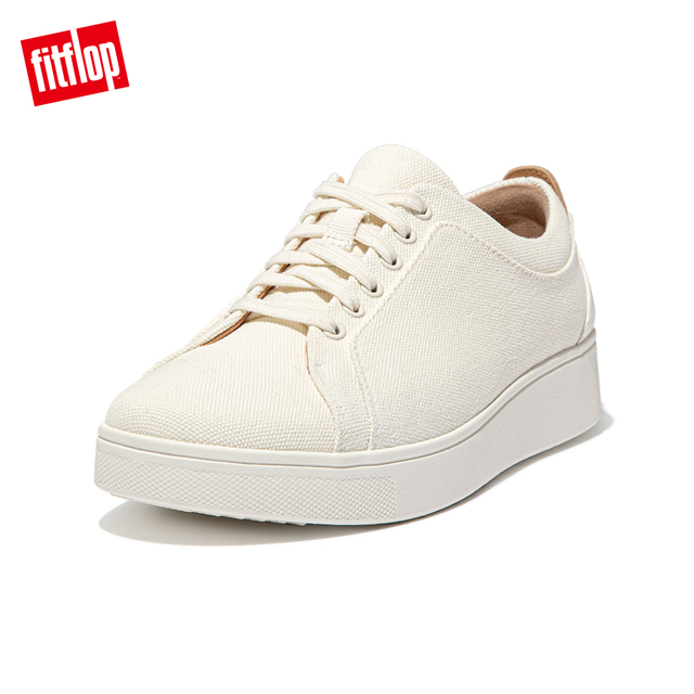【FitFlop】RALLY CANVAS TRAINERS-運動風繫帶休閒鞋-女(奶油色)