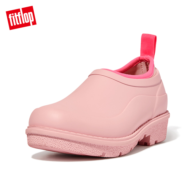 【FitFlop】WONDERCLOG NEON-POP WATERPROOF RUBBER CLOGS輕量雨鞋-女(玫瑰鹽)