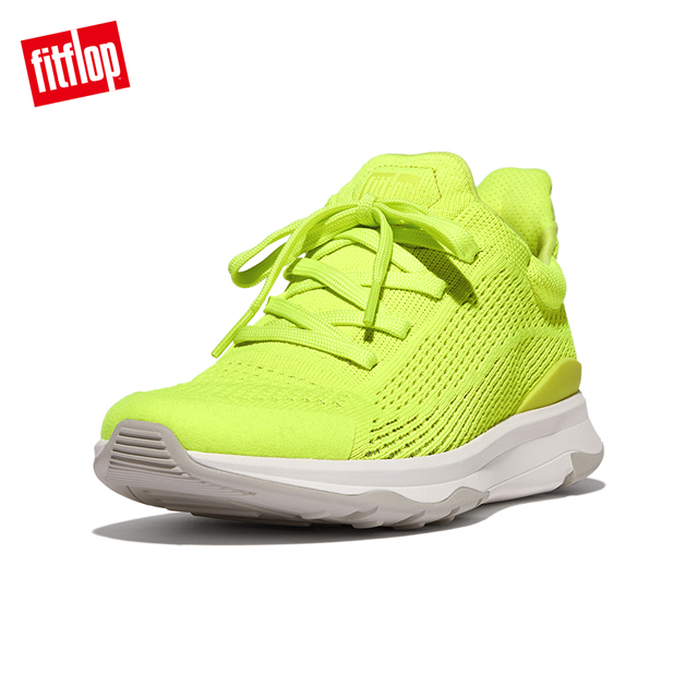 【FitFlop】VITAMIN FFX KNIT SPORTS SNEAKERS全新繫帶運動休閑鞋-女(熒光黃)