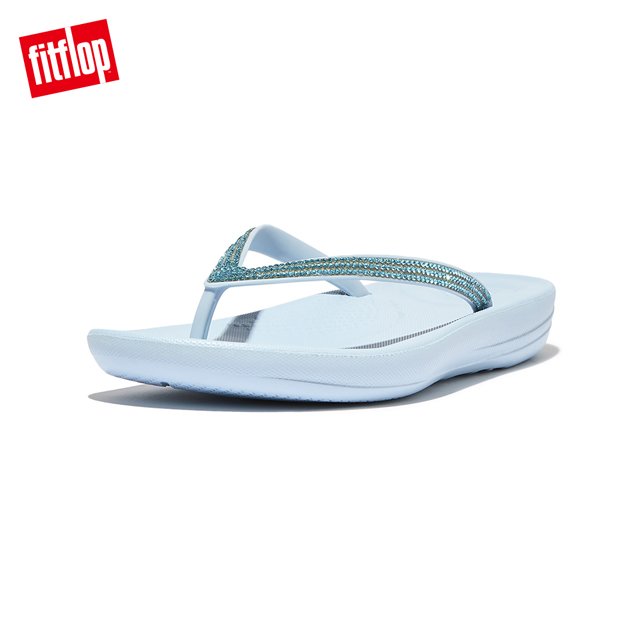 【FitFlop】IQUSHION SPARKLE輕量人體工學夾腳涼鞋-女(天空藍)