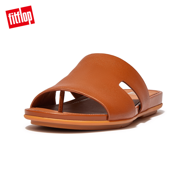 【FitFlop】GRACIE LEATHER H-BAR簡約皮革H型夾腳柱涼鞋-女(淺褐色)