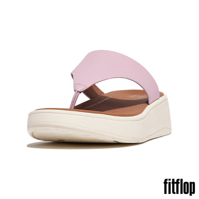 【FitFlop】F-MODE 皮革厚底夾脚涼鞋-女(紫丁香色)