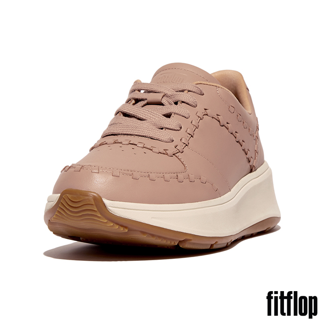 【FitFlop】F-MODE 鎖縫皮革厚底休閒鞋-女(米色)
