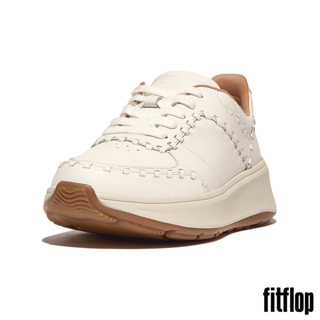 【FitFlop】F-MODE 鎖縫皮革厚底休閒鞋-女(都會白)
