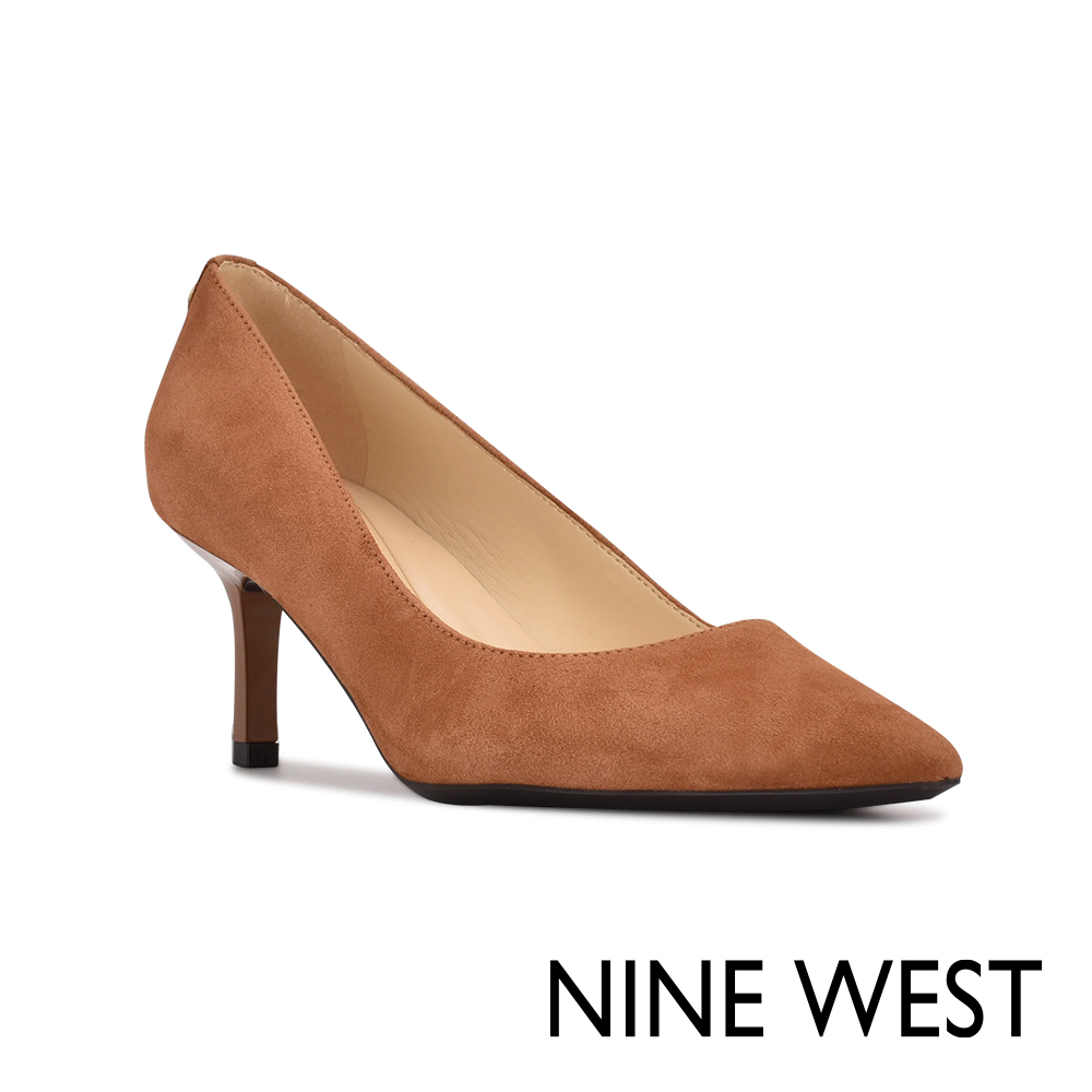 NINE WEST KUNA9X9 麂皮尖頭高跟鞋-焦糖棕