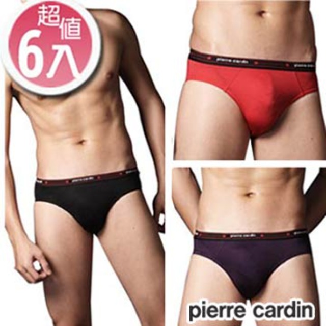 Pierre Cardin皮爾卡登 萊卡彈性琱絲三角褲6件組(2黑2紅2紫)