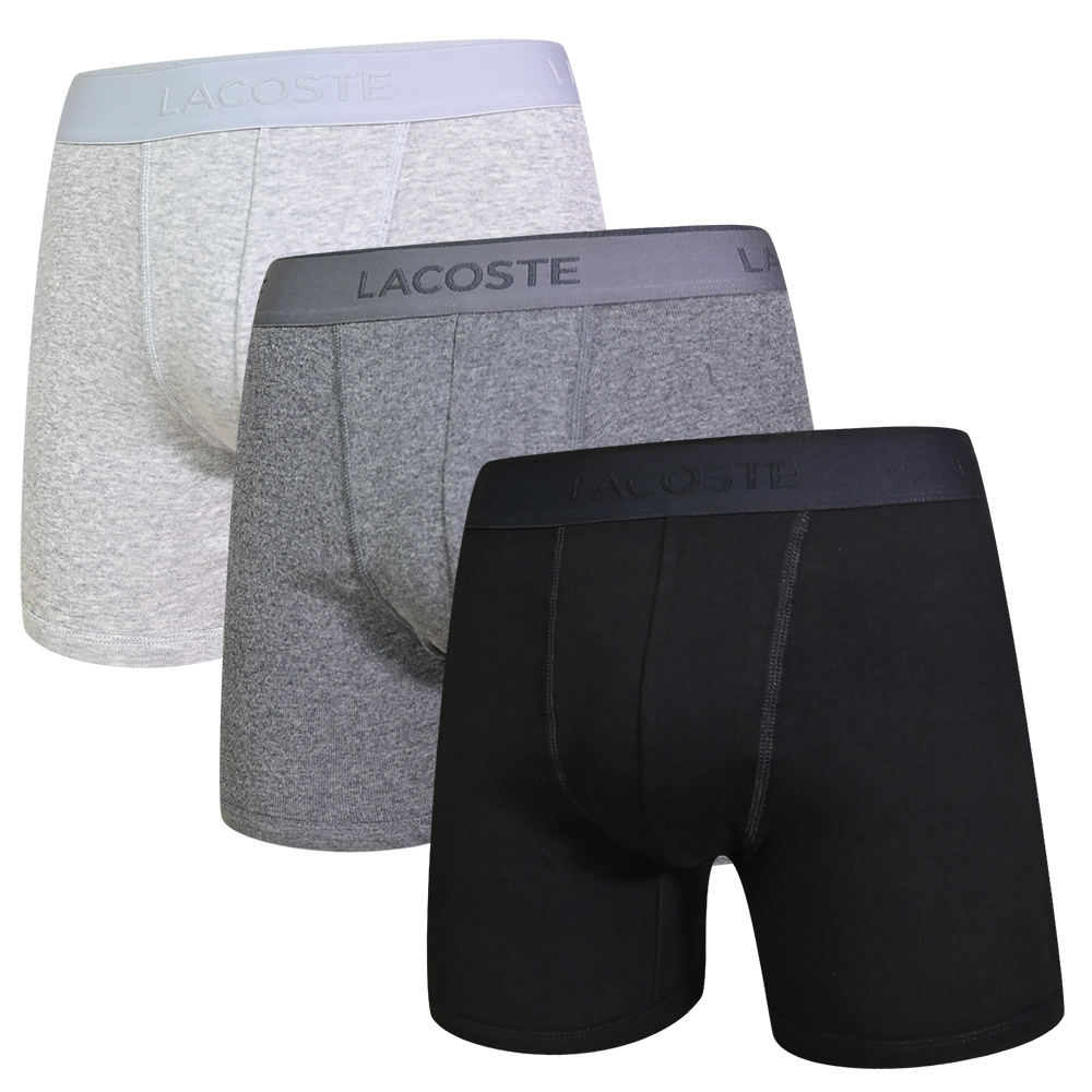 LACOSTE Essentials 高端男內褲 棉質彈性舒適 平口/四角褲(黑、灰、深灰三件組)