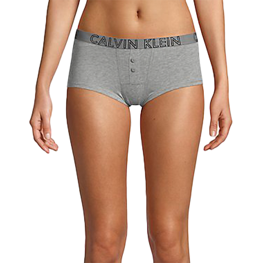 Calvin Klein 女內褲 高彈力棉質女性平口褲/四角褲CK內褲-灰色