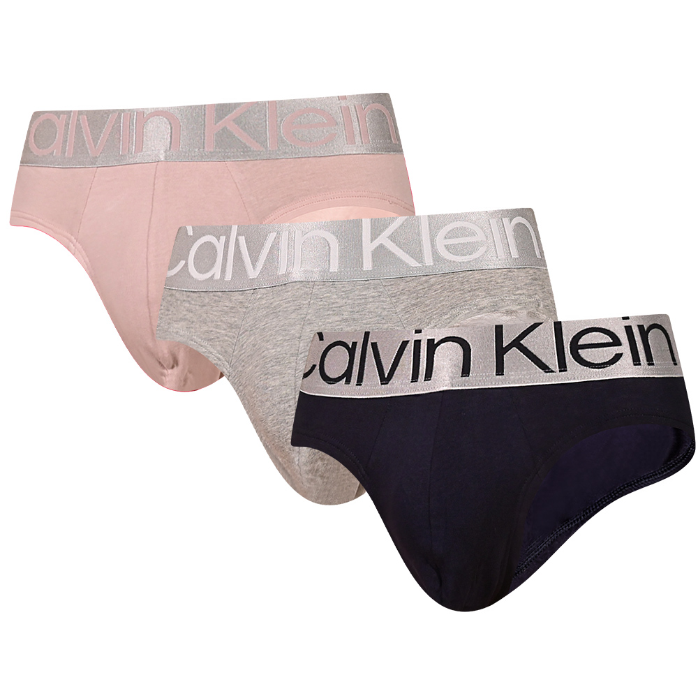 Calvin Klein Reconsidered Steel 三入組 棉質寬腰帶合身三角褲 CK內褲(粉、灰、深藍)