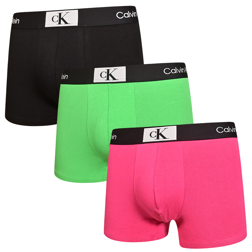 Calvin Klein Cotton Stretch 1996 三入組 棉質合身四角/平口褲 CK內褲(綠、黑、桃)