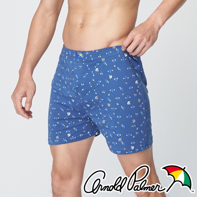 【Arnold Palmer】水手運動針織開門襟平口褲-藍