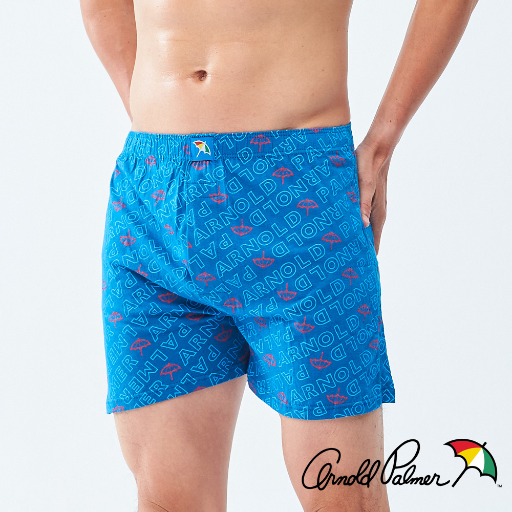 【Arnold Palmer】美式運動針織開門襟平口褲-藍