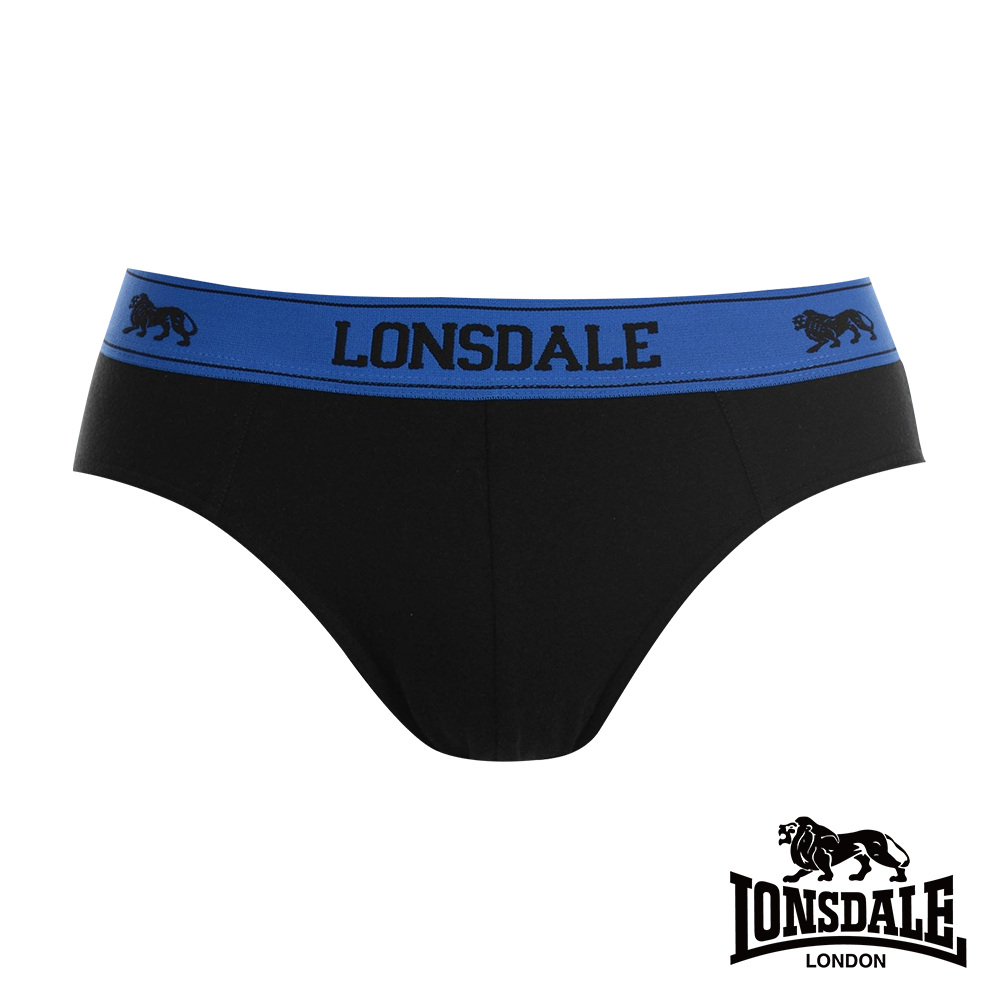 LONSDALE 英國小獅-英式型男-低腰三角內褲(2入)-黑織帶藍-LT421069
