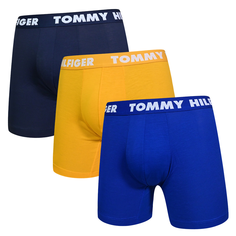 Tommy Hilfiger Statement Flex系列 男內褲 棉質高彈力 平口/四角褲 藍、黃三入組(27)