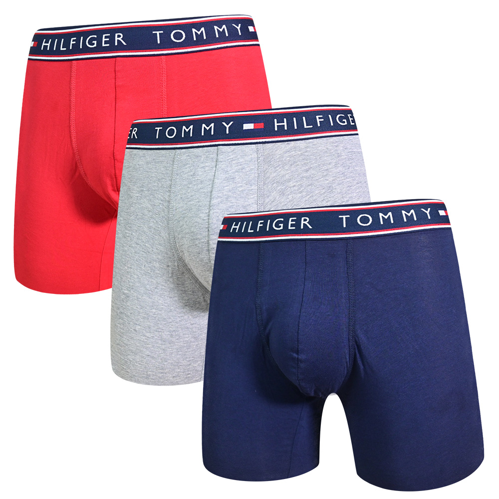 Tommy Hilfiger Cotton Stretch Boxer Brief 棉質舒適 平口/四角褲(紅、灰、藍)
