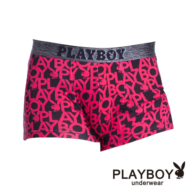【PlayBoy】LOGO織帶波普風平口褲(紅)