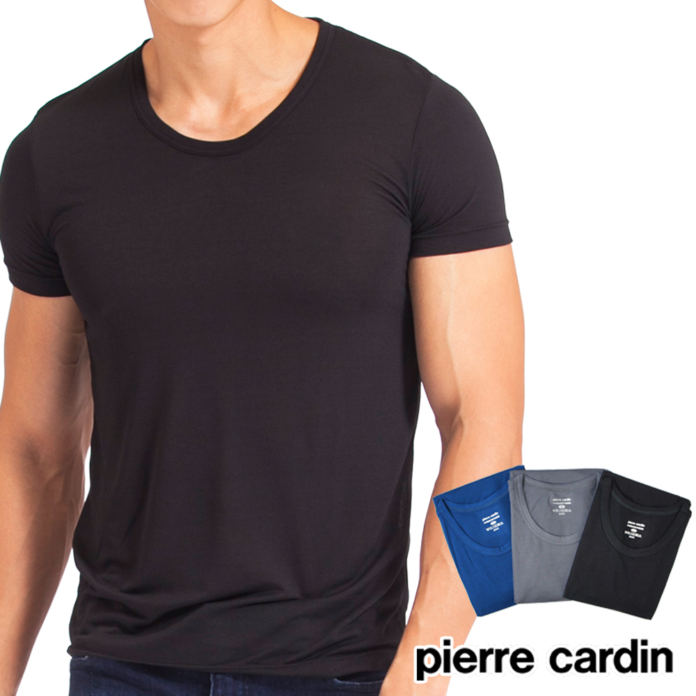 【Pierre cardin 皮爾卡登】艾草抑菌涼感圓領T恤 短袖(黑)