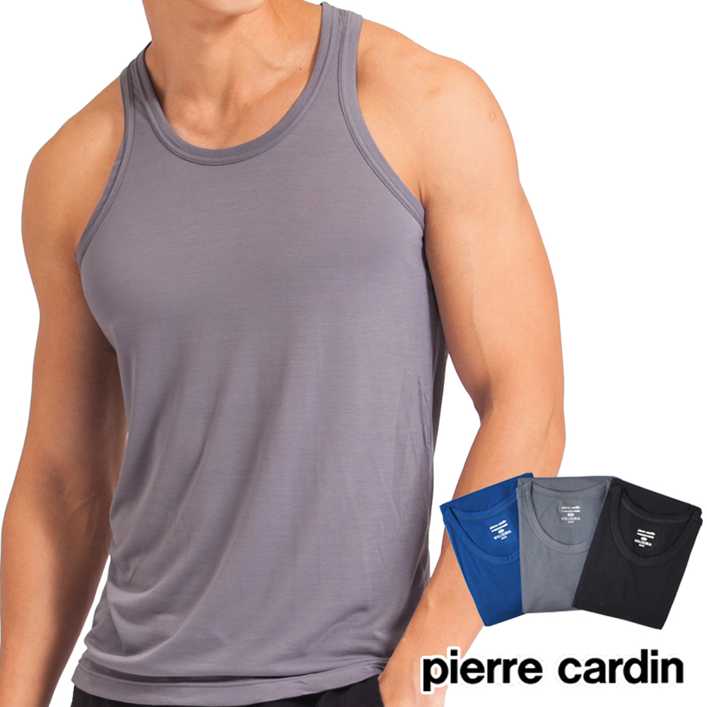 【Pierre cardin 皮爾卡登】艾草抑菌速涼感圓領背心(灰)