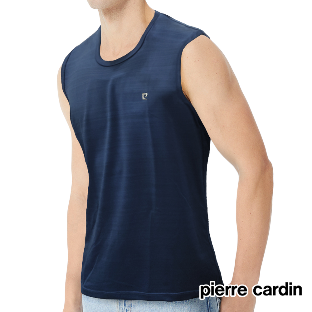 【Pierre Cardin 皮爾卡登】吸濕排汗涼感纖維運動無袖背心(藏青)