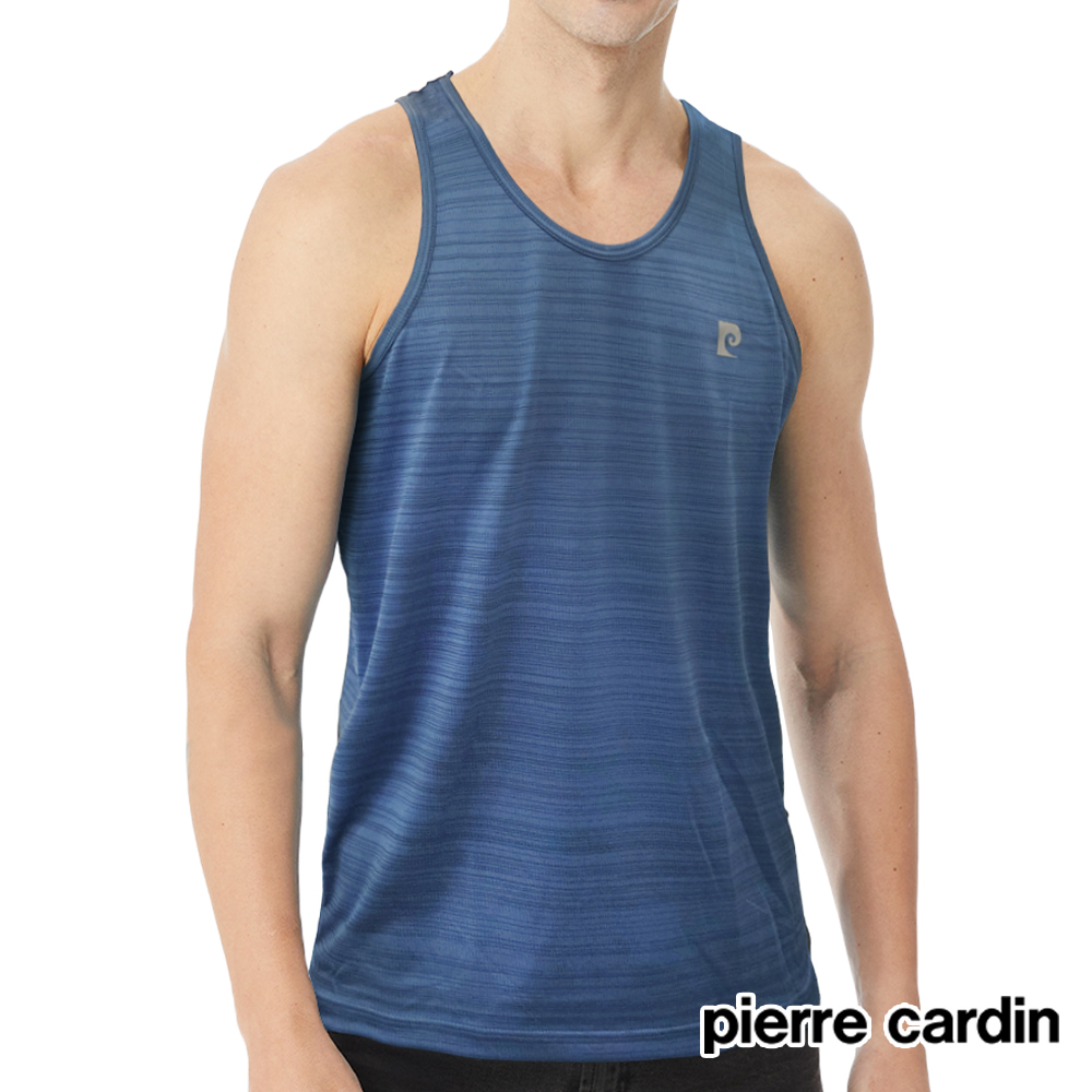 【Pierre Cardin 皮爾卡登】吸濕排汗涼感纖維運動背心(灰藍)