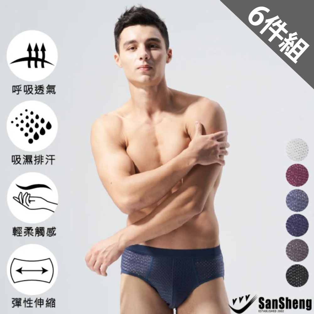 SanSheng三勝 專利天然植蠶彈力透氣三角褲-6件組