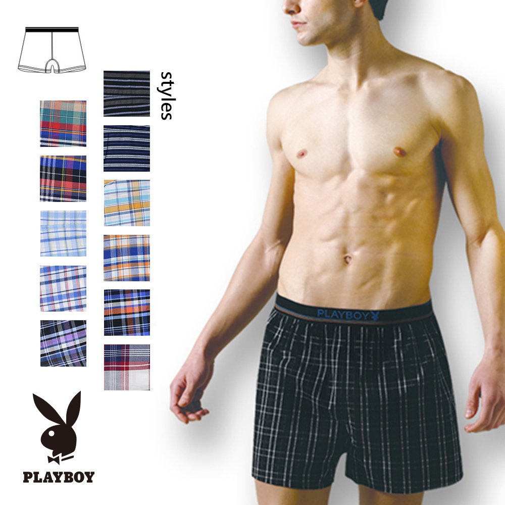 【PLAYBOY】織帶五片式平口褲-款式隨機出貨
