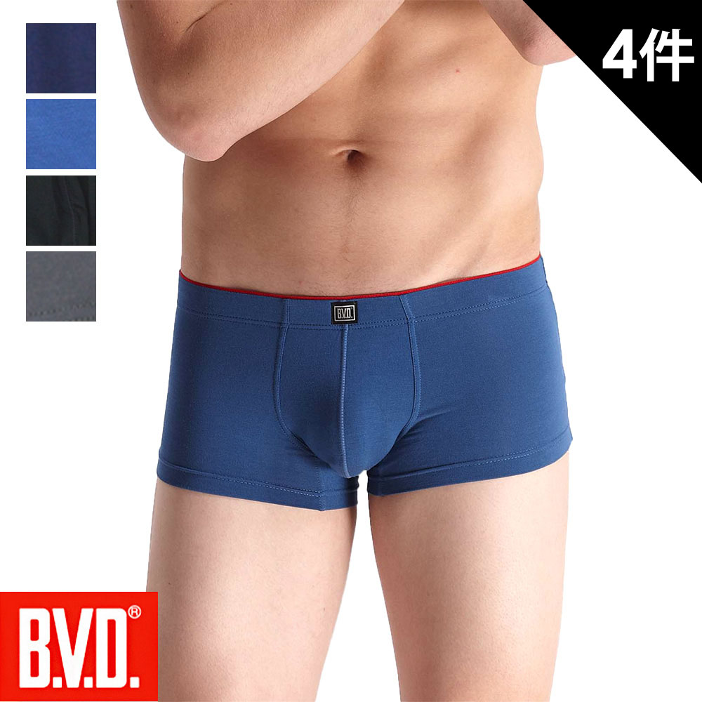 【BVD】親膚透涼速乾彈性平口褲(四件組-顏色隨機出貨)-C015BV