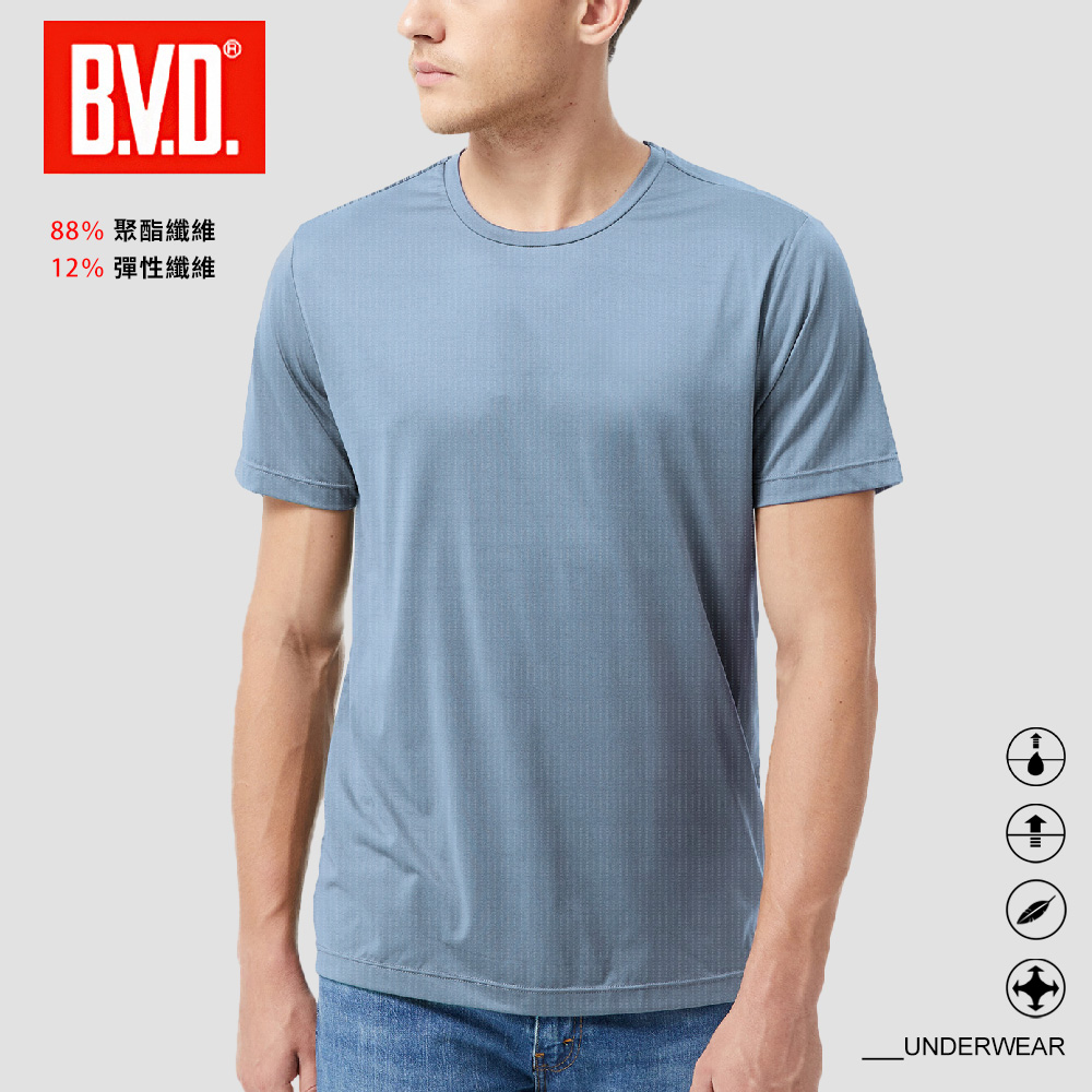 【BVD】輕涼透氣速乾圓領短袖-C1130BD