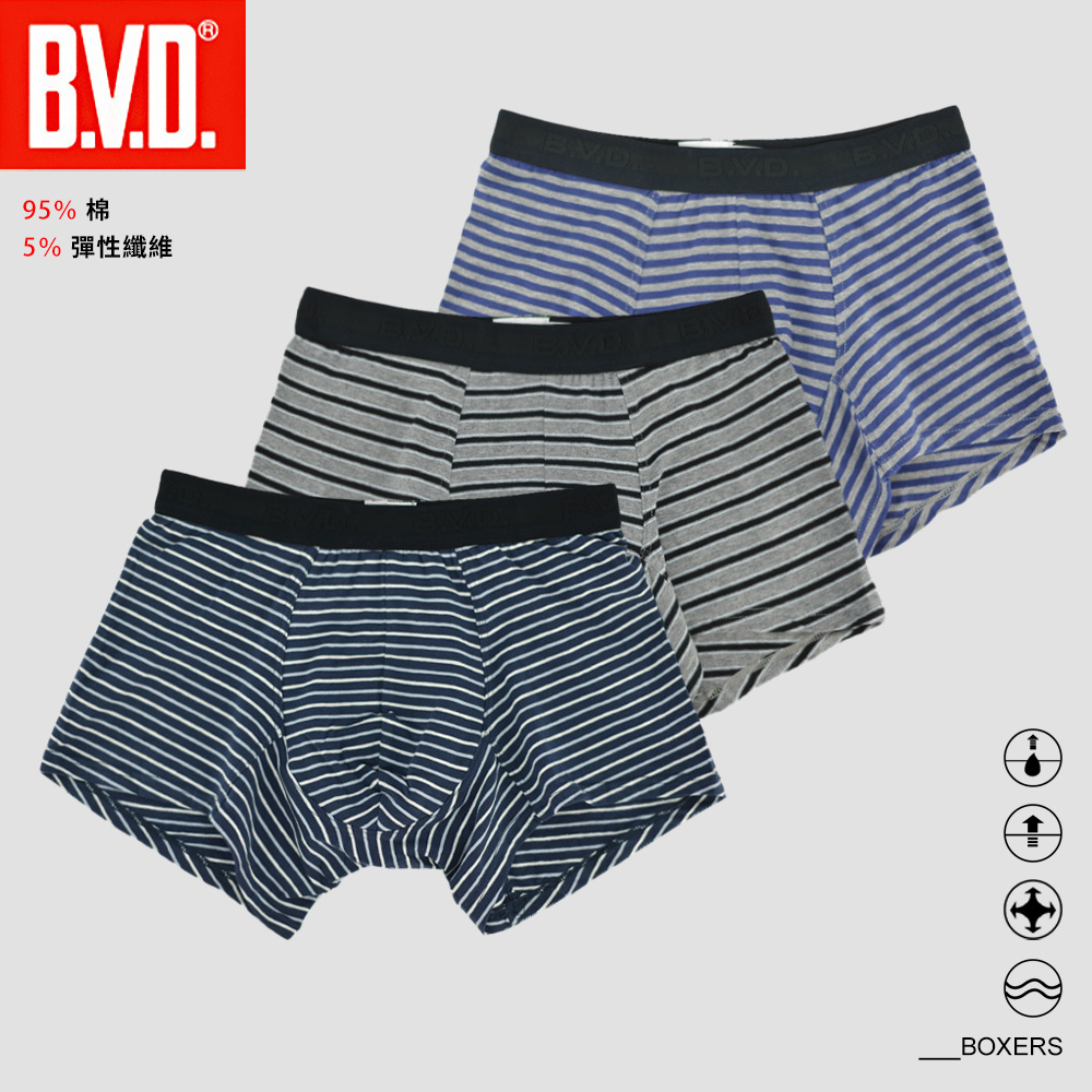 【BVD】彈性棉感透氣平口褲(顏色隨機出貨)-C023BS