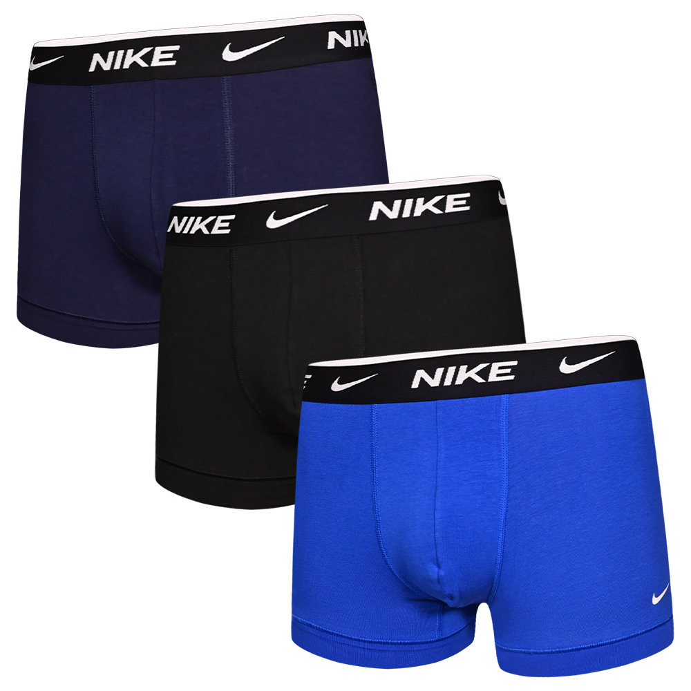 Nike Everyday Cotton Stretch 高彈力棉質貼身平口褲/四角褲 NIKE內褲(藍、黑、深藍)