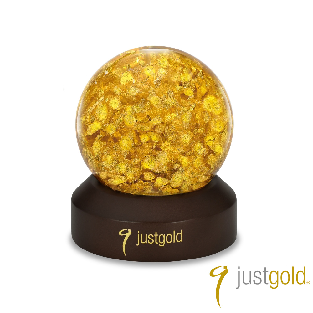 【Just Gold 鎮金店】工藝擺件 金箔水晶球(旋轉版)