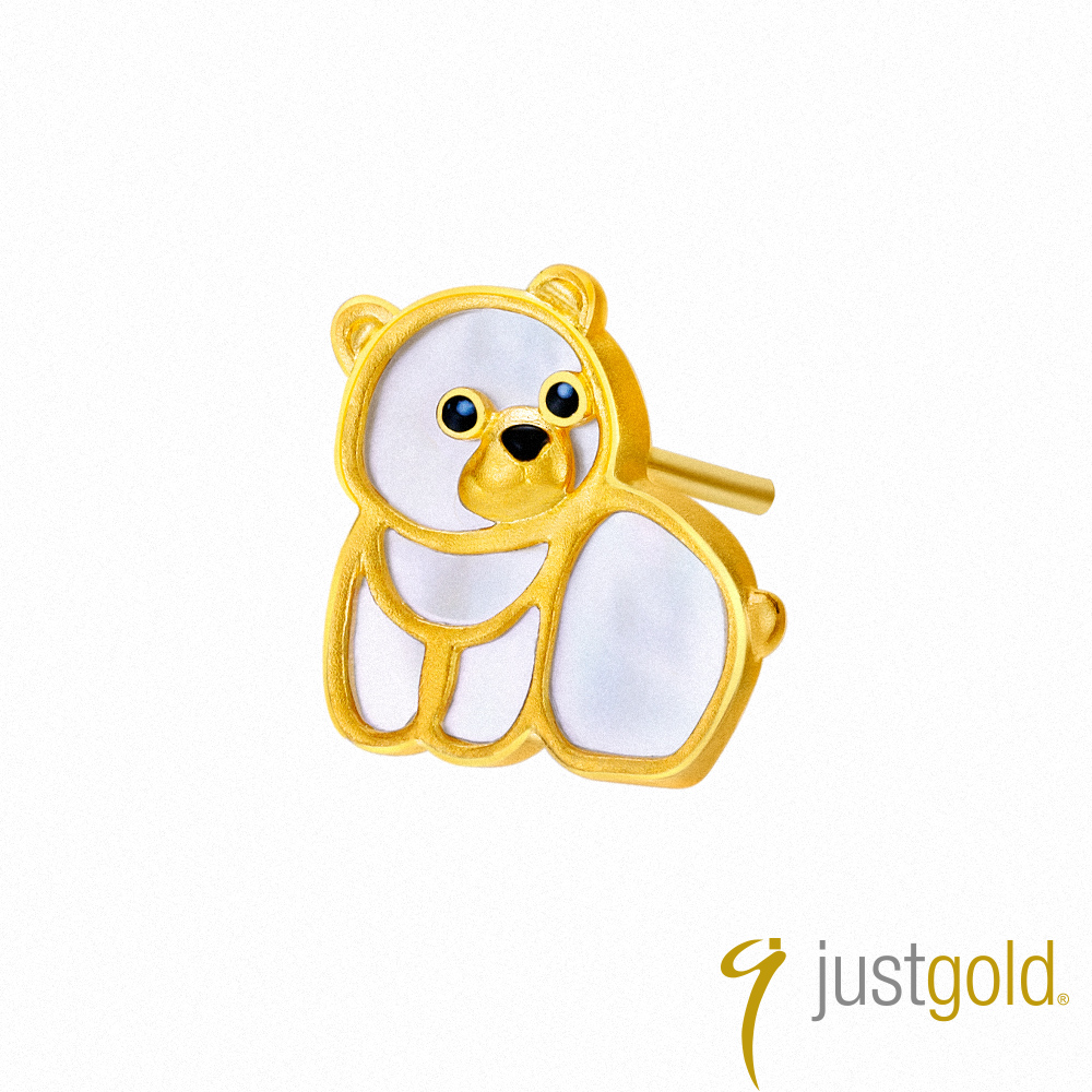 【Just Gold 鎮金店】冰川珍奇 黃金單耳耳環(北極熊)