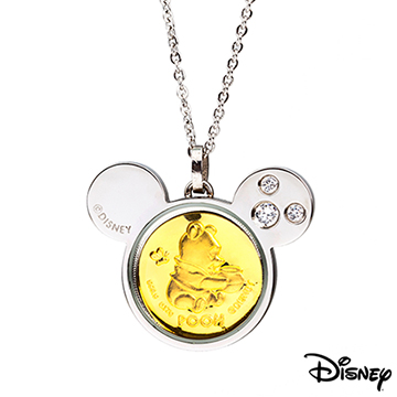 Disney迪士尼金飾 可愛維尼寶貝黃金/白鋼項鍊