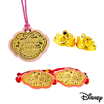 Disney迪士尼金飾 寶貝樂園五件式黃金彌月禮盒-0.5錢