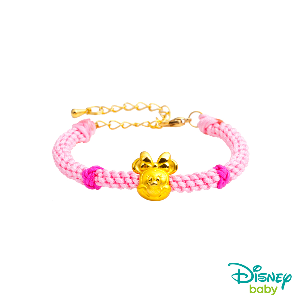 Disney迪士尼金飾 黃金編織手鍊-平安結美妮款