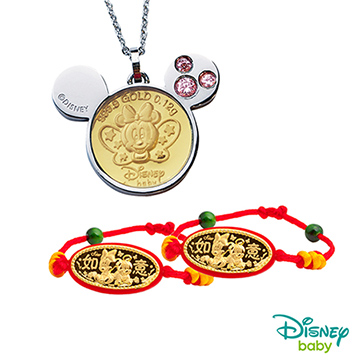 Disney迪士尼 彌月金飾三件式禮盒-可愛蝴蝶美妮款