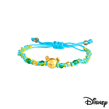 Disney迪士尼金飾 雀躍米奇黃金編織手鍊之一