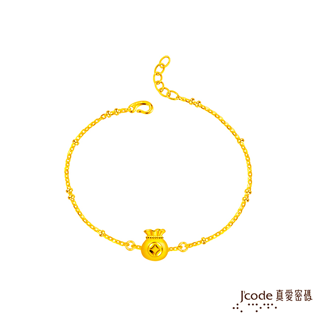 J’code真愛密碼金飾 袋來錢財硬金手鍊