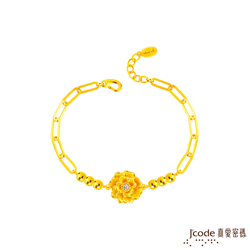 Jcode真愛密碼金飾 閃鑽牡丹硬金手鍊