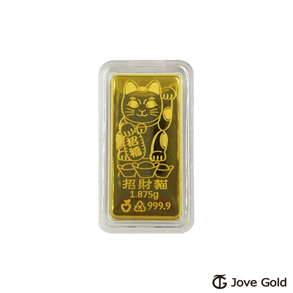 Jove gold漾金飾 貓貓招財黃金條塊 - 0.5臺錢(金重五分)
