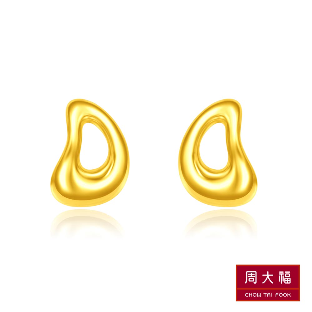 周大福 LIT系列 時尚水滴黃金耳環