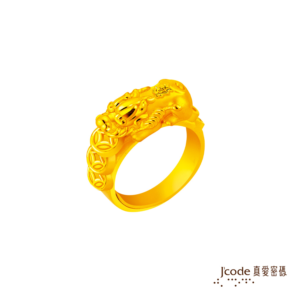 j’code真愛密碼金飾 錢多多貔貅黃金戒指-特大款